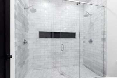 Corner Shower with Multiple Showerheads